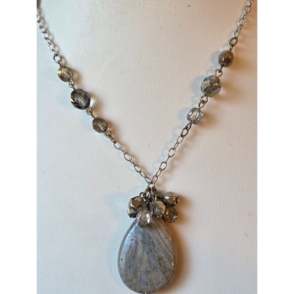 Alexis K. Silver-Tone Chain Necklace With Teardrop Pendant - Picture 9 of 9